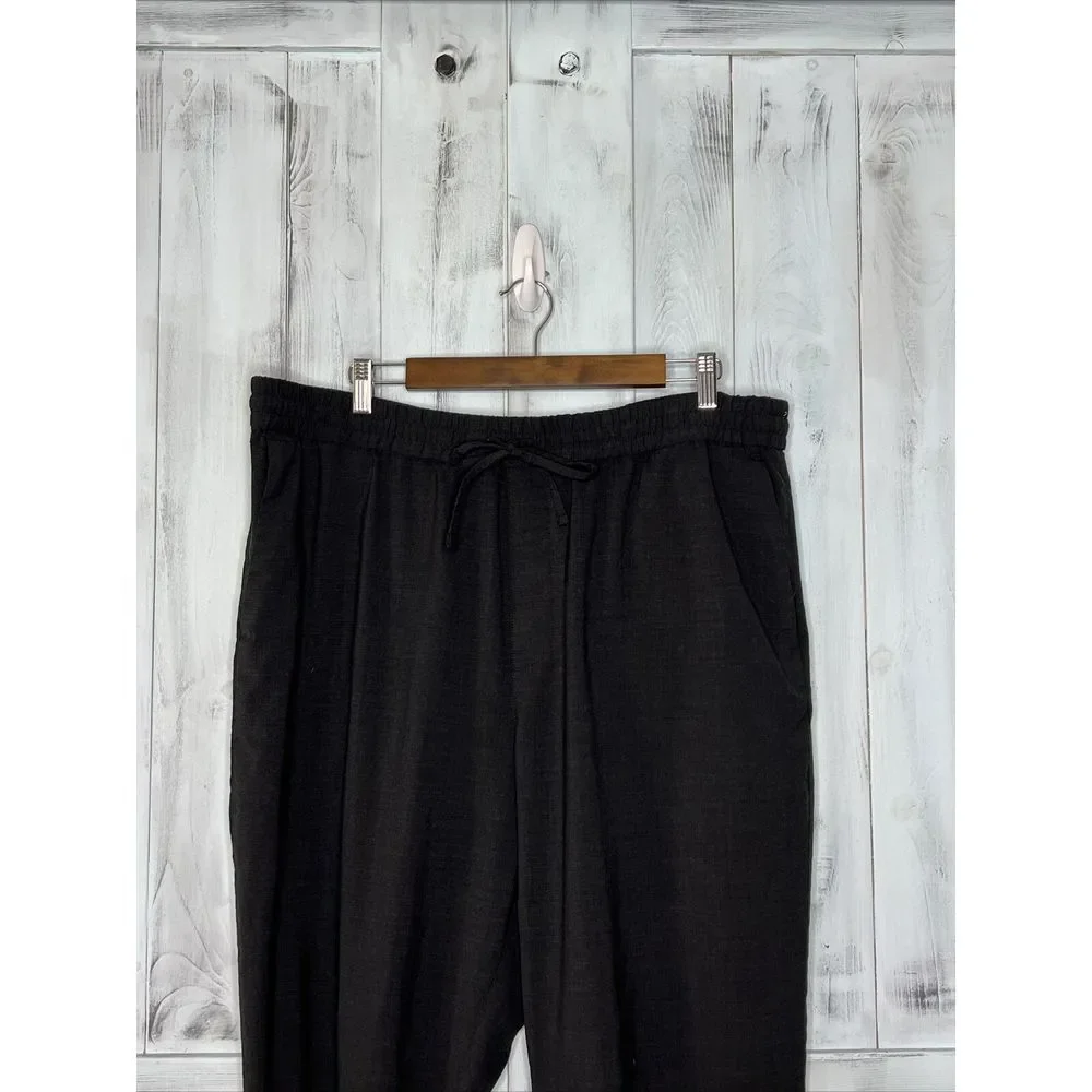 BANANA REPUBLIC BLACK ATHLETIC TAPERED MARZOTTO WOOL DRAWSTRING BEACH‎ PANTS XL
